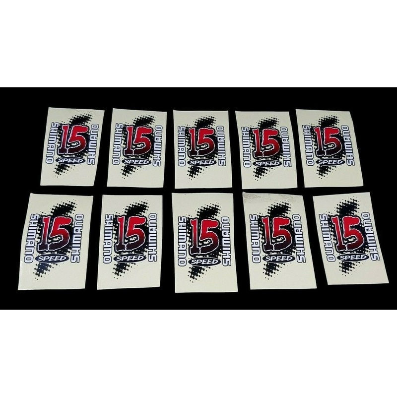 10 X SHIMANO 15 SPEED BIKE DECAL CYCLE STICKERS IDEAL SCRATCH COVER BIKE DEALER