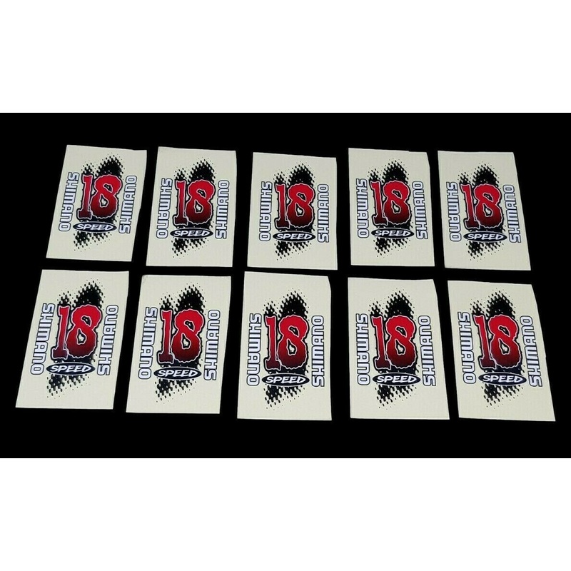 10 X SHIMANO 18 SPEED BIKE DECAL CYCLE STICKERS IDEAL SCRATCH COVER BIKE DEALER