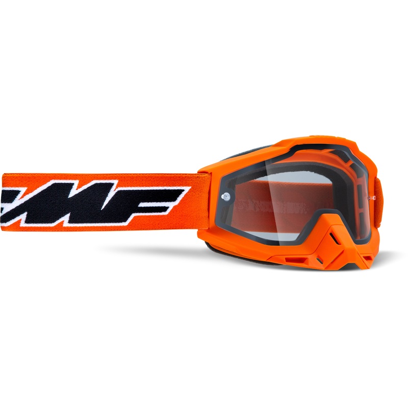 100% FMF POWERBOMB Enduro Goggle Rocket Orange Clear Lens