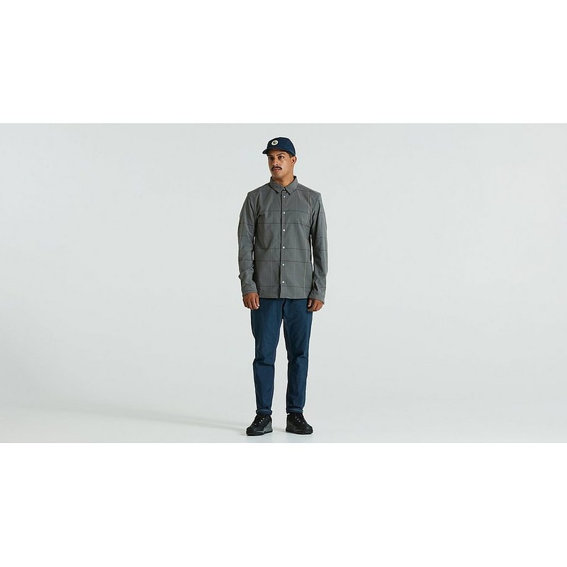 Specialized s/f riders flannel shirt ls men grey flag window xs